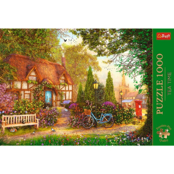 Puzzle Premium Plus - Čajový čas: Došková chalupa 1000 dílků 68,3x48cm v krabici 40x27x6cm