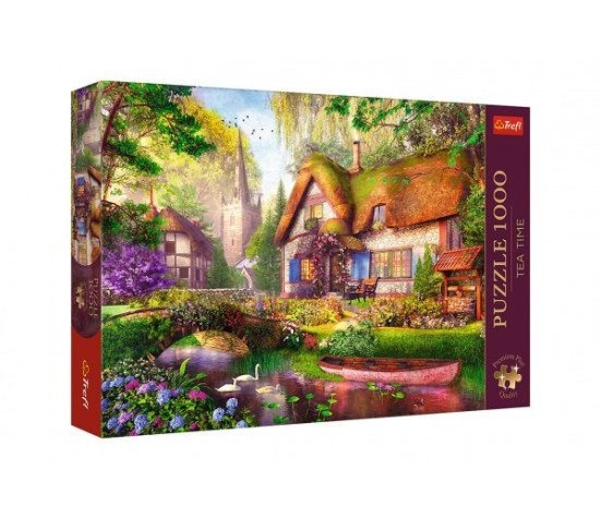 Puzzle Premium Plus - Čajový čas: Lesní chaloupka 1000 dílků 68,3x48cm v krabici 40x27x6cm