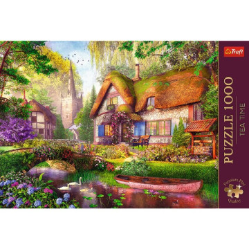 Puzzle Premium Plus - Čajový čas: Lesní chaloupka 1000 dílků 68,3x48cm v krabici 40x27x6cm