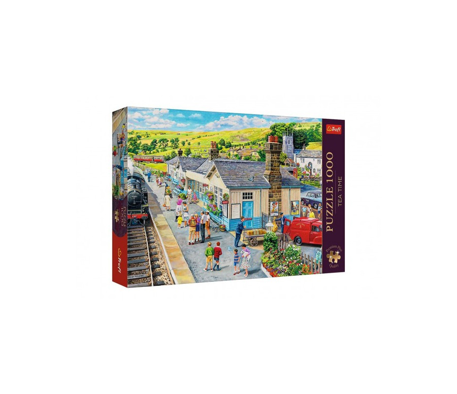 Puzzle Premium Plus - Čajový čas: Vlakové nádraží 1000 dílků 68,3x48cm v krabici 40x27x6cm