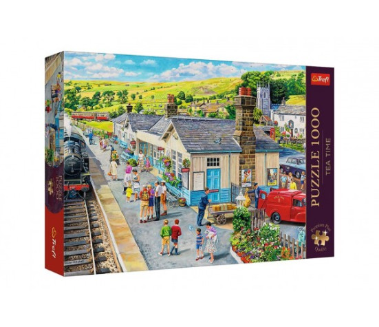 Puzzle Premium Plus - Čajový čas: Vlakové nádraží 1000 dílků 68,3x48cm v krabici 40x27x6cm