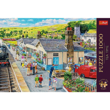 Puzzle Premium Plus - Čajový čas: Vlakové nádraží 1000 dílků 68,3x48cm v krabici 40x27x6cm