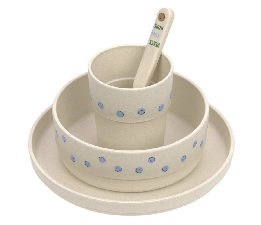 Dish Set PP/Cellulose Happy Rascals Smile sky blue