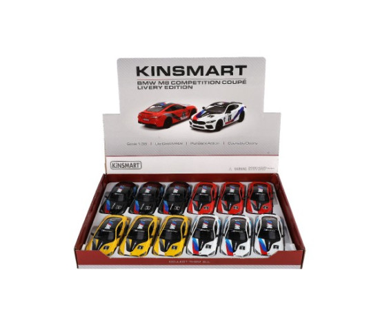 Auto Kinsmart BMW M8 Competition Coupé 1:38 kov/plast 12,5cm 4 barvy na zpětné natažení 12ks v boxu