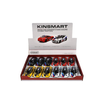 Auto Kinsmart BMW M8 Competition Coupé 1:38 kov/plast 12,5cm 4 barvy na zpětné natažení 12ks v boxu