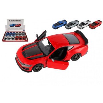 Auto Kinsmart 2024 Ford Mustang Dark Horse 1:38 kov/plast 12,5cm 4 barvy na zpětné nat. 12ks v boxu