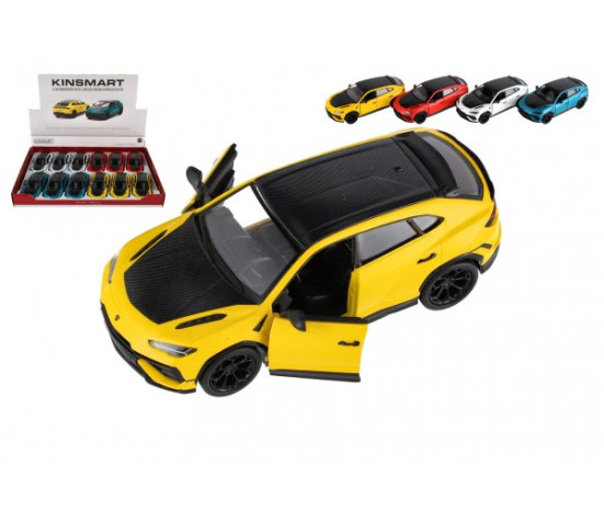 Auto Kinsmart Lamborghini Urus Performante 1:40 kov/plast 12,5cm 4 barvy na zpětné nat. 12ks v boxu