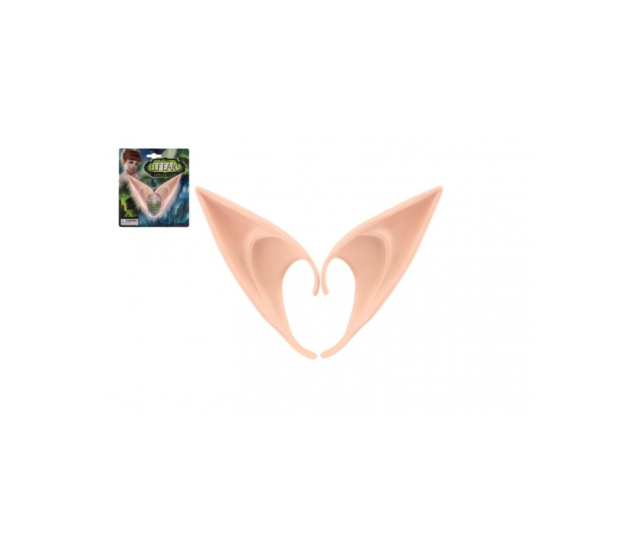 Uši/ucho elfí 2ks latex 12cm na kartě karneval Uši/ucho elfí 2ks latex 12cm na kartě karneval