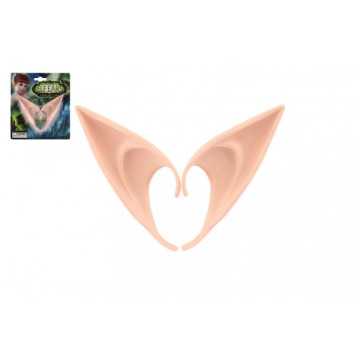 Uši/ucho elfí 2ks latex 12cm na kartě karneval