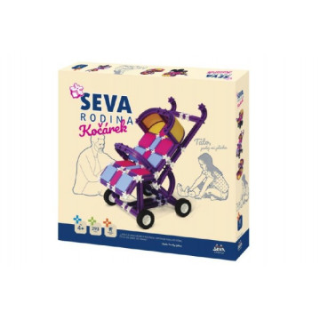 Stavebnice SEVA RODINA Kočárek plast 293 dílků v krabici 35x33x5cm 4+