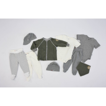 Šátek na krk podšitý Outlast® - mechová/pruh bílošedý melír