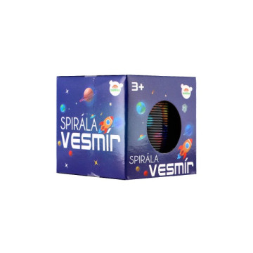 Spirála/pružina vesmír plast průměr 6,5cm 2 barvy v krabičce 7x7x7cm