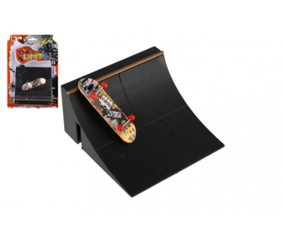 Skateboard prstový šroubovací s rampou plast mix druhů na kartě 20x29x7cm