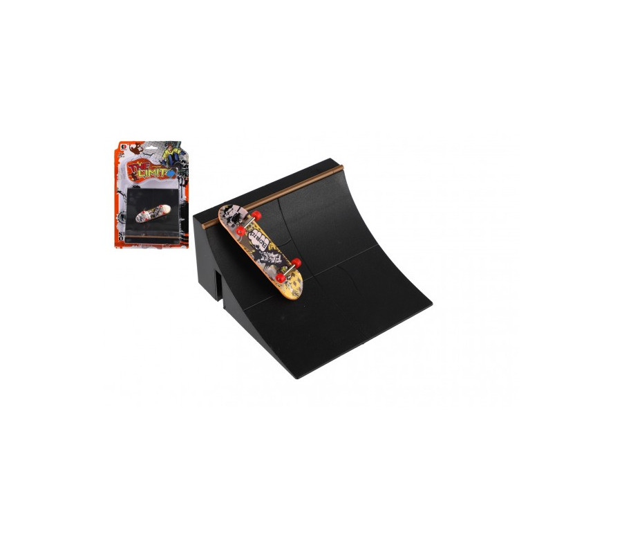 Skateboard prstový šroubovací s rampou plast mix druhů na kartě 20x29x7cm