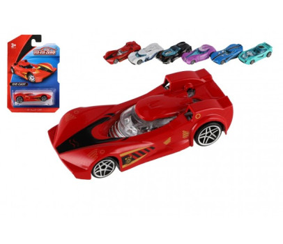 Auto sportovní kov/plast 8cm na volný chod mix druhů na kartě 11x16,5cm