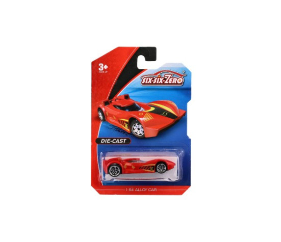 Auto sportovní kov/plast 8cm na volný chod mix druhů na kartě 11x16,5cm