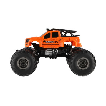 Auto RC pick up Off road terénní plast 23cm 2,4GHZ na baterie se světlem oranžový v krab. 30x15x19cm