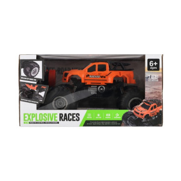 Auto RC pick up Off road terénní plast 23cm 2,4GHZ na baterie se světlem oranžový v krab. 30x15x19cm