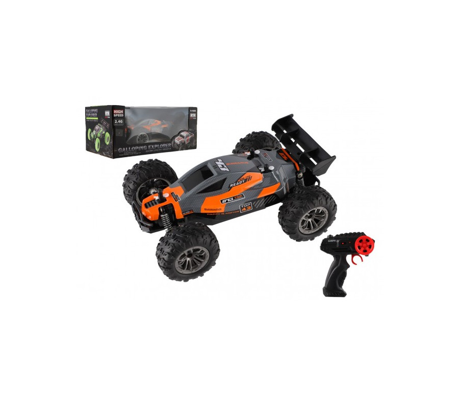 Auto RC Buggy rychlostní 2,4GHz plast 25cm na baterie oranžové v krabici 31x14x18cm