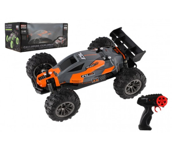 Auto RC Buggy rychlostní 2,4GHz plast 25cm na baterie oranžové v krabici 31x14x18cm