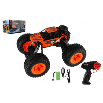 Auto RC Off-Road terénní 2,4GHz plast 32cm dobíjecí pack+baterie oranžové v krabici 38x23x26cm