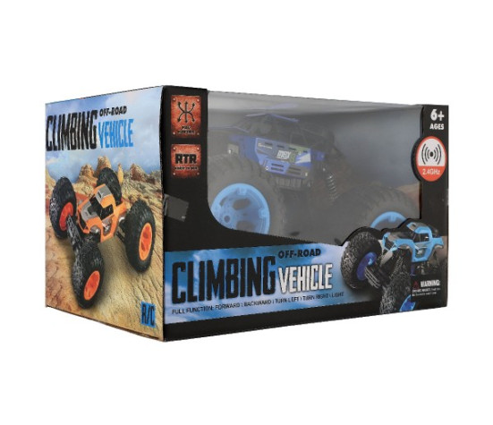 Auto RC Off-Road terénní 2,4GHz plast 32cm dobíjecí pack+baterie modré v krabici 38x23x26cm