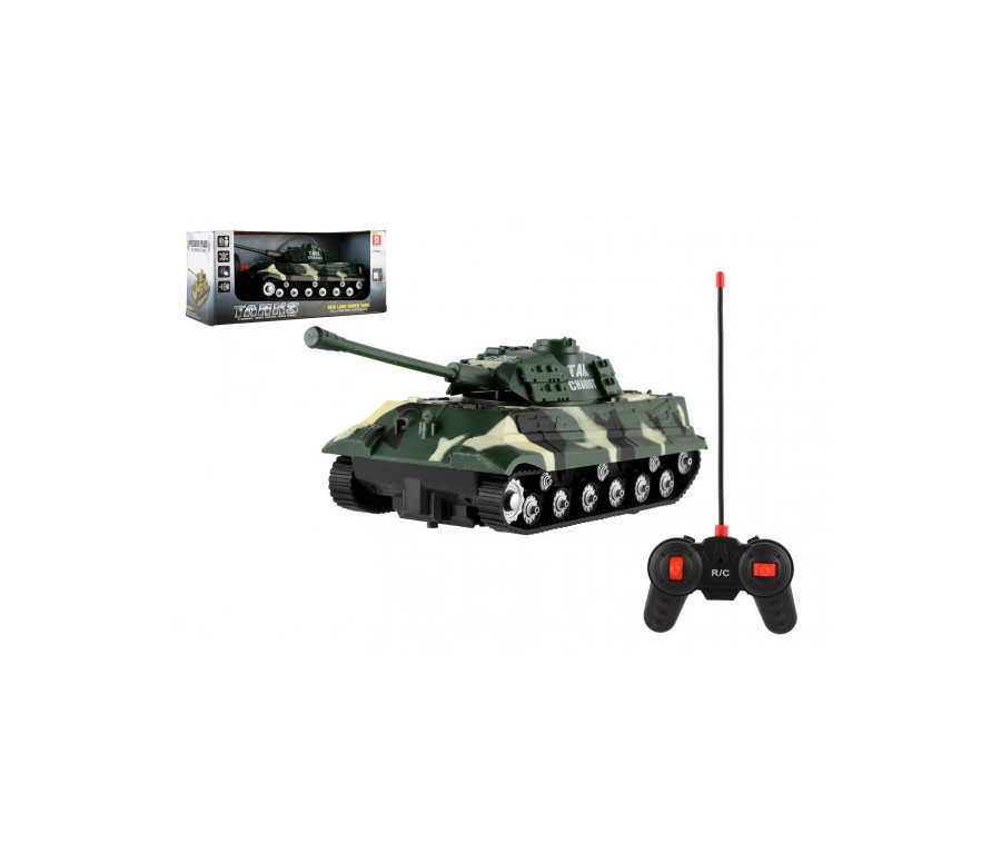 Tank RC PANTHER plast 25cm na baterie 27mHz se zvukem se světlem v krabici 28x13x12cm