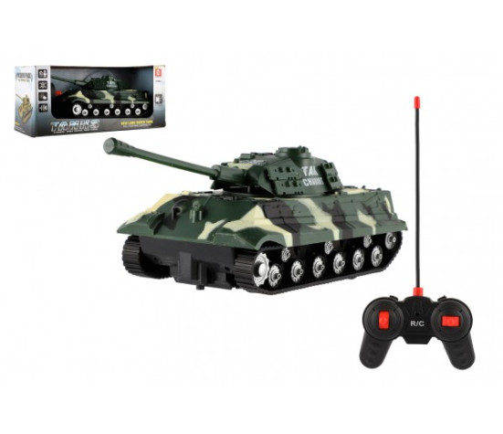 Tank RC PANTHER plast 25cm na baterie 27mHz se zvukem se světlem v krabici 28x13x12cm