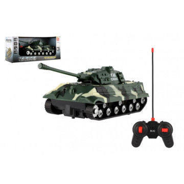 Tank RC PANTHER plast 25cm na baterie 27mHz se zvukem se světlem v krabici 28x13x12cm