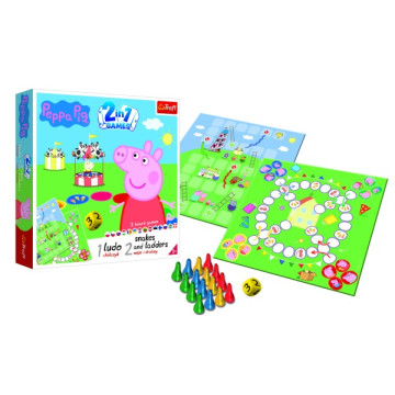 Soubor her 2v1 Člověče, nezlob se, Hadi a žebříky Peppa Pig/Prasátko Peppa v krabici 24x24x5,5cm