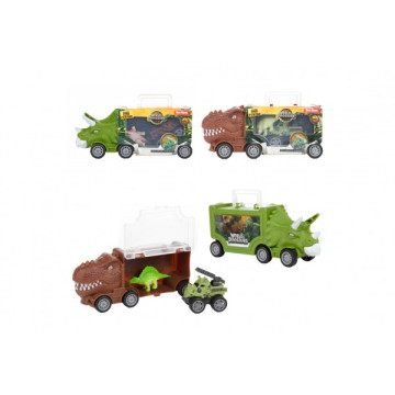 Dinosaurus kamion plast 16x7cm s doplňky 2 druhy v krabičce