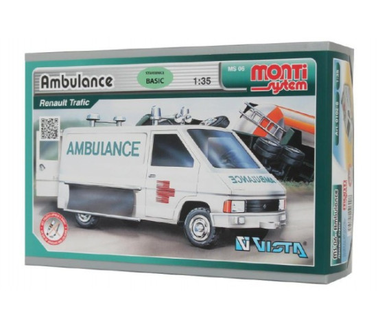 Stavebnice Monti System MS 06 Ambulance Renault Trafic 1:35 v krabici 22x15x6cm