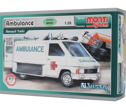 Stavebnice Monti System MS 06 Ambulance Renault Trafic 1:35 v krabici 22x15x6cm