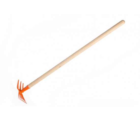 Motyka/Motyčka oboustranná oranžová s násadou kov/dřevo 80cm nářadí
