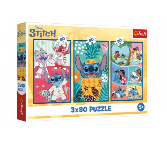 Puzzle 3x80 Lilo&Stitch - Stitchův svět 18x27,5cm v krabici 29x19x4cm