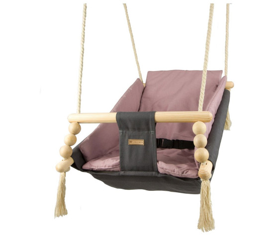 Houpačka pro děti s bezpečnostními pásy grey light pink