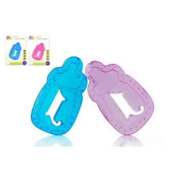 Kousátko chladící lahvička plast 11cm asst 2 barvy na kartě