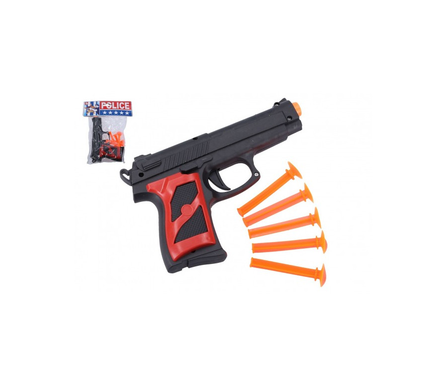 Pistole + přísavky 5ks plast 16cm v sáčku
