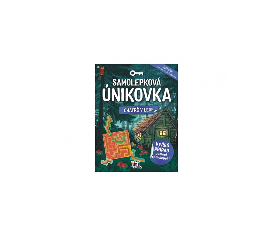 Samolepková únikovka Chatrč v lese 20x26cm CZ verze