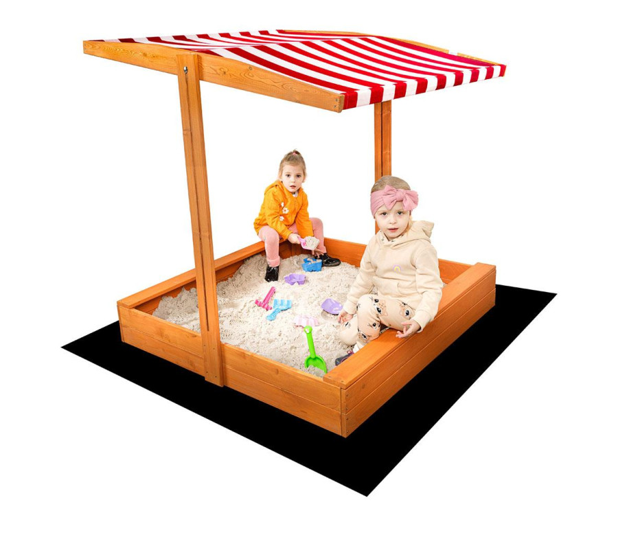 Dětské dřevěné pískoviště se stříškou Baby Mix 120x120 cm červeno-bílé, Červená Dětské dřevěné pískoviště se stříškou Baby Mix 120x120 cm červeno-bílé, Červená
