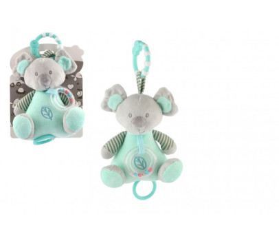 Medvěd koala chrastítko plyš 19cm závěs na post./koč. nat. hrací strojek zelený na kartě v sáčku 0+