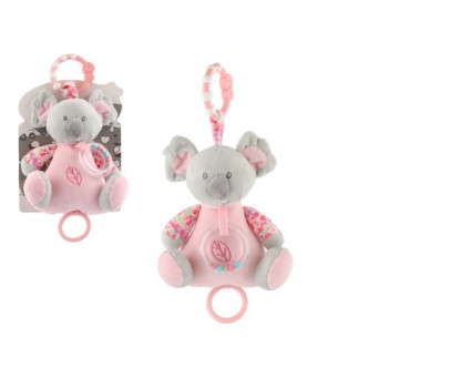 Medvěd koala chrastítko plyš 19cm závěs na post./koč. nat. hrací strojek růžový na kartě v sáčku 0+