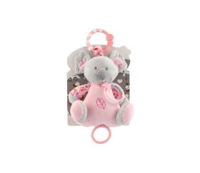 Medvěd koala chrastítko plyš 19cm závěs na post./koč. nat. hrací strojek růžový na kartě v sáčku 0+