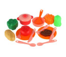 Sada nádobí v ošatce plast s doplňky v síťce 20x20x7cm Sada nádobí v ošatce plast s doplňky v síťce 20x20x7cm