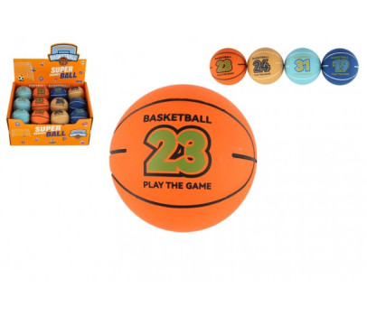 Míček extrémně skákací basketbalový pěna 6cm 4 barev 24ks v boxu