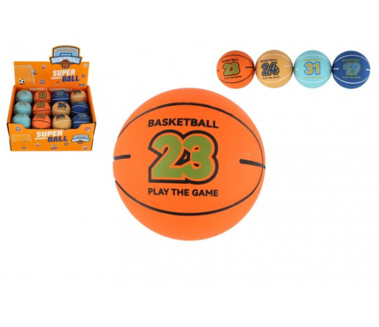 Míček extrémně skákací basketbalový pěna 6cm 4 barev 24ks v boxu