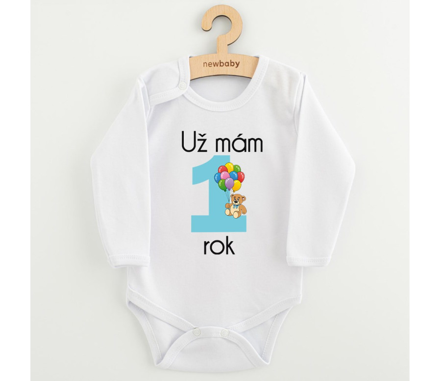Body s potiskem New Baby Už mám 1 rok modré Body s potiskem New Baby Už mám 1 rok modré