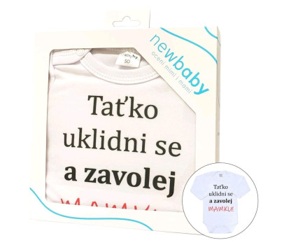 Body s potiskem New Baby a zavolej MAMKU! - dárkové balení