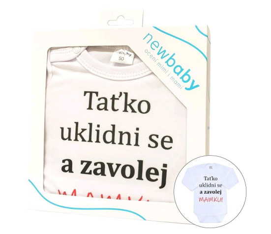 Body s potiskem New Baby a zavolej MAMKU! - dárkové balení
