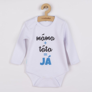 Body s potiskem New Baby máma plus táta rovná se JÁ - dárkové balení, Modrá 80 (9-12m)